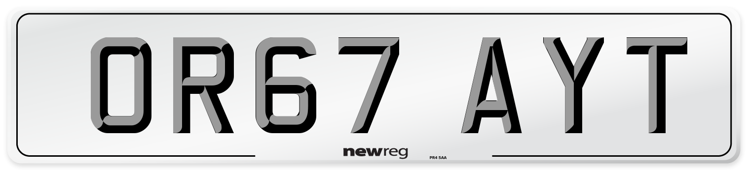 OR67 AYT Number Plate from New Reg